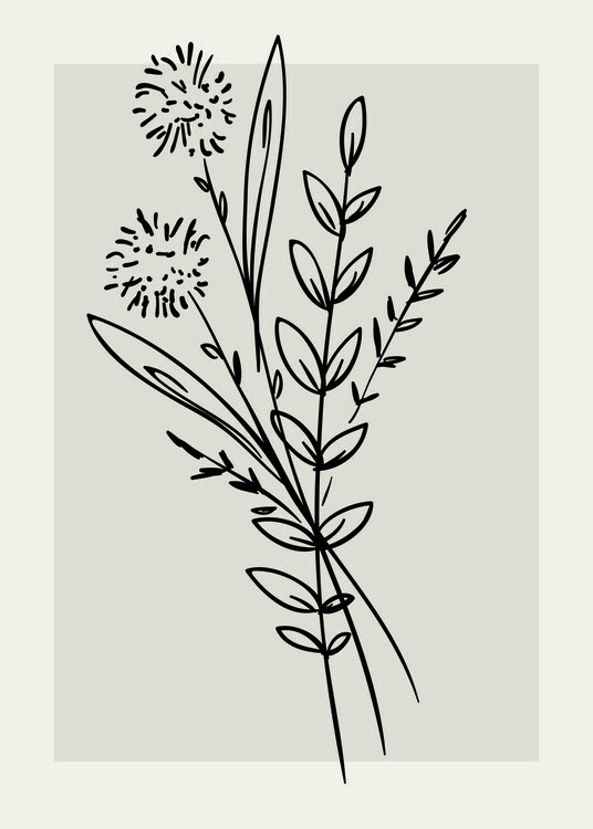 Poster Neutral Wall Floral Botanical Line Art