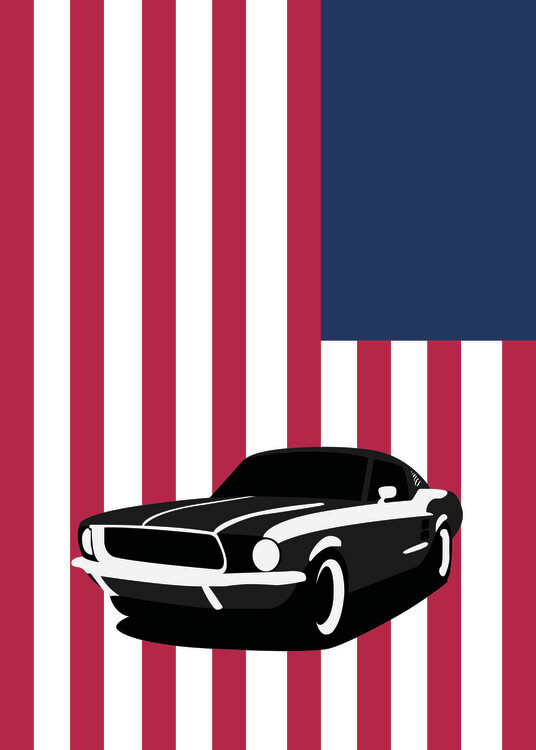 Poster Mustan America Car