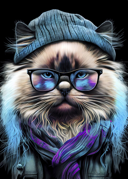 Canvas Print Hipster Cat Juniper