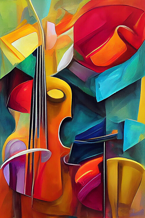 Poster Abstract canvas painting of Violin, Music wall art prints