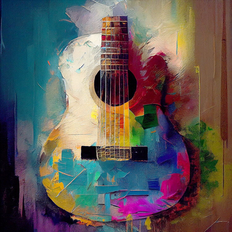 Poster Electric guitar painting on Full Color , Music Art prints