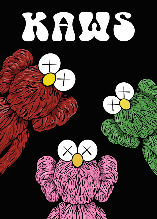 Poster doodle kaws and friends