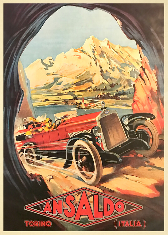 Canvas Print Ansaldo vintage car poster