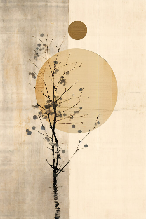 Poster Neutral Abstract Japandi Beige Watercolor Painting