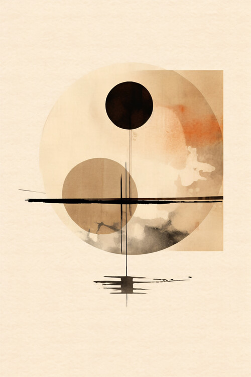 Plakát Boho Abstract Neutral Modern Geometric Desert Print