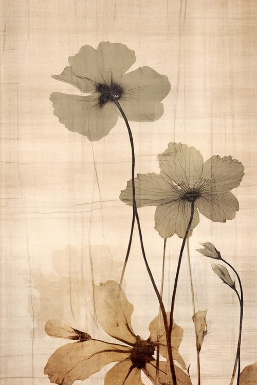 Plakát Watercolor Boho Botanical Floral Neutral Beige Painting
