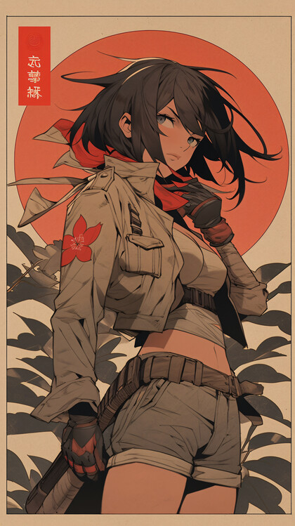 Poster Anime Titan Slayer Japandi Ukiyoe Aesthetic