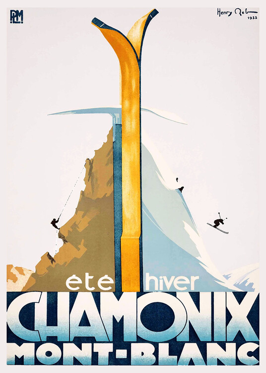 Poster Chamonix Mont Blanc Vintage Ski Poster Henry Reb 1933