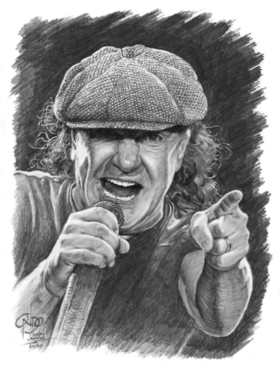 Poster hand drawn  AC/DC Johnson singer