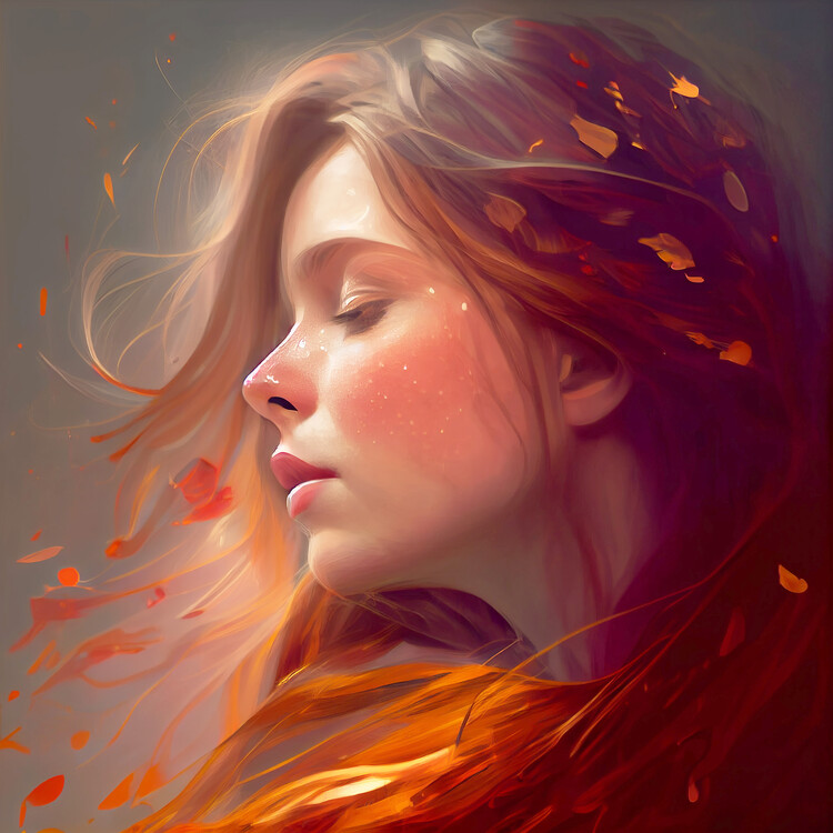 Poster Attractive girl portrait, beautiful woman face in love