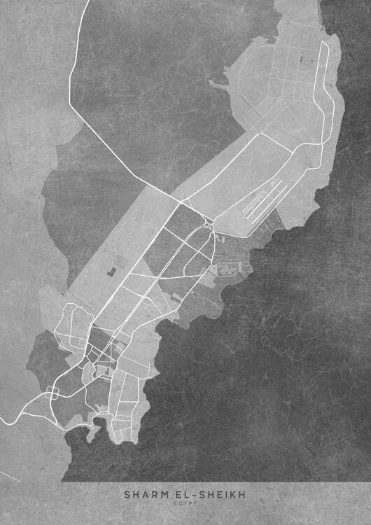 Плакат Map of Sharm El-Sheikh (Egypt) in gray vintage style