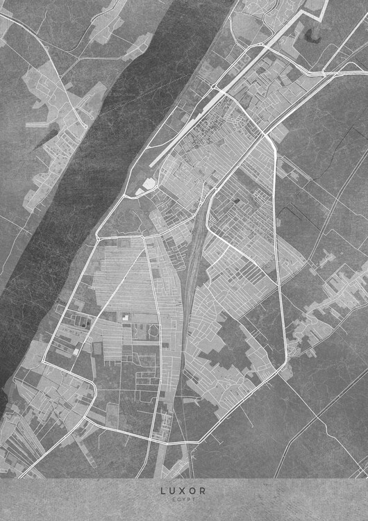 Плакат Map of Luxor (Egypt) in gray vintage style