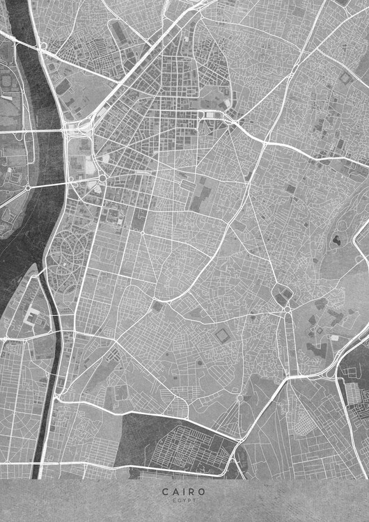 Tableau sur toile Map of Cairo (Egypt) in gray vintage style (II)