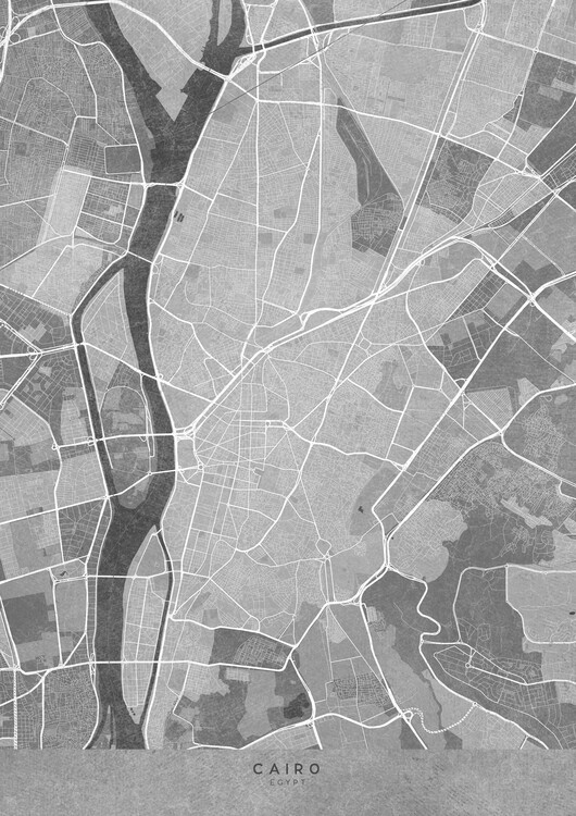 T-shirt Map of Cairo (Egypt) in gray vintage style (I)