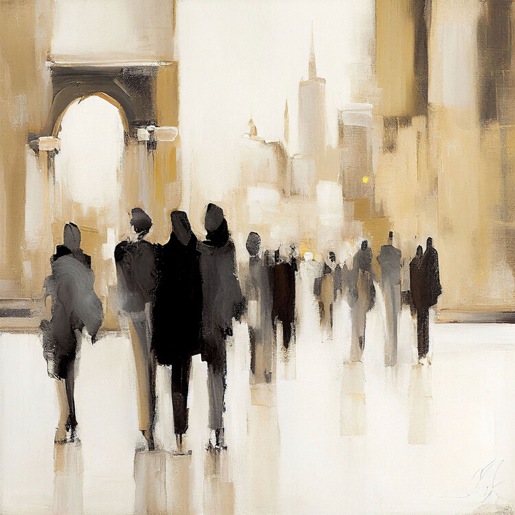 Poster Street Abstract People Silhouette,, Wall Art Prints