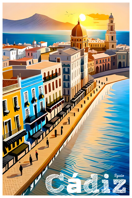 Poster Vintage Travel Poster of the City of Cadiz in Spain