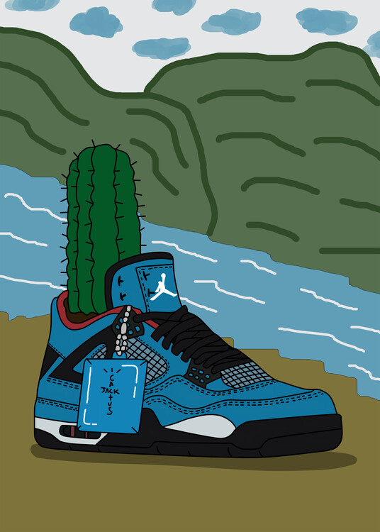 Poster cactus sneaker retro blue fragment