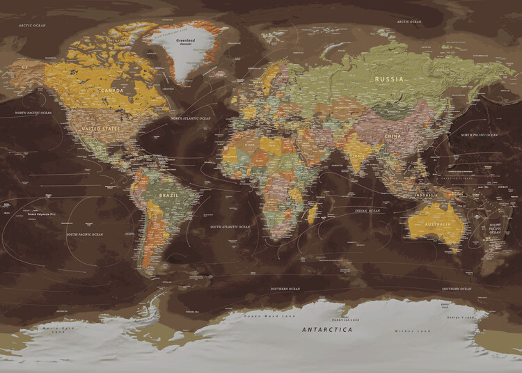 Poster Political World Map Dark Color