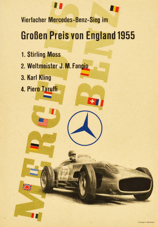 Poster Vintage Poster Mercedes Benz England Grand Prix