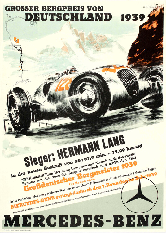 Poster Mercedes Benz Grosser Preis von Deutschland 1939