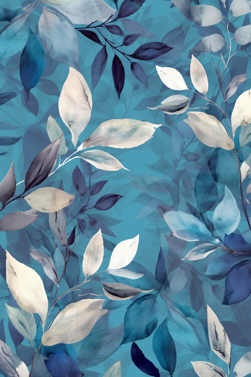 Poster Blue Watercolor Floral