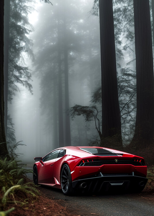 Poster Lamborghini in the forest