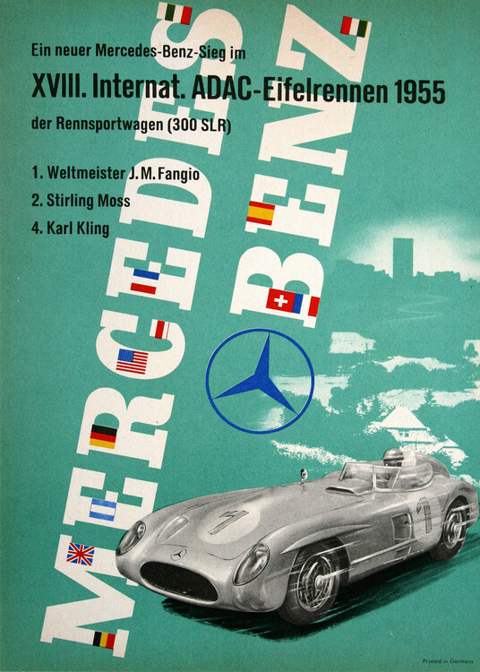 Poster Mercedes Benz 18th Internat. ADAC Eifel race of 1955