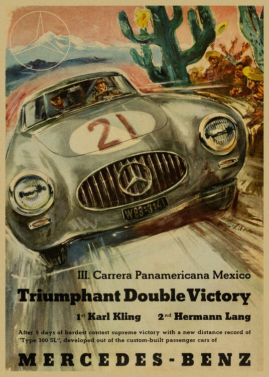 Poster Mercedes Benz 1952 III Carrera Panamericana Mexico Victory