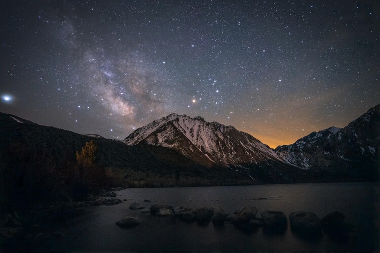 Plakat Space Night Sky over the Mountains