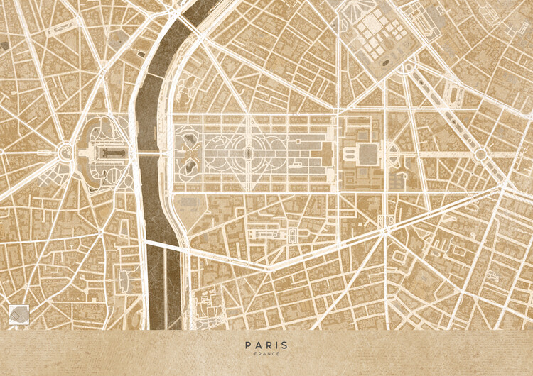 Poster Map of Paris - Eiffel Tower - Champ de Mars - Trocadero