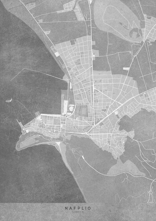 Poster Map of Nafplio (Greece) in gray vintage style