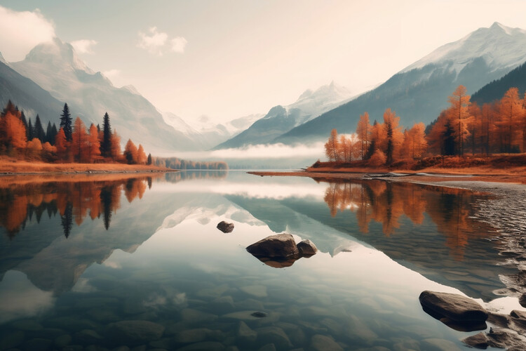 Poster Mountains by the lake