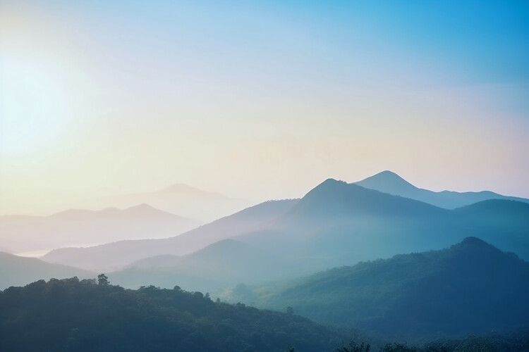 Plakat Mountain in morning haze