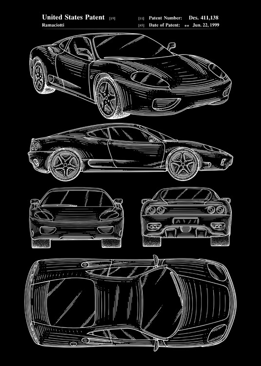 Plakát Ferrari F355 Sport car patent
