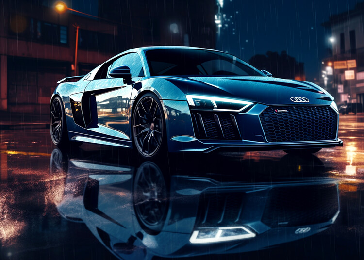 Poster Sportcar in rain