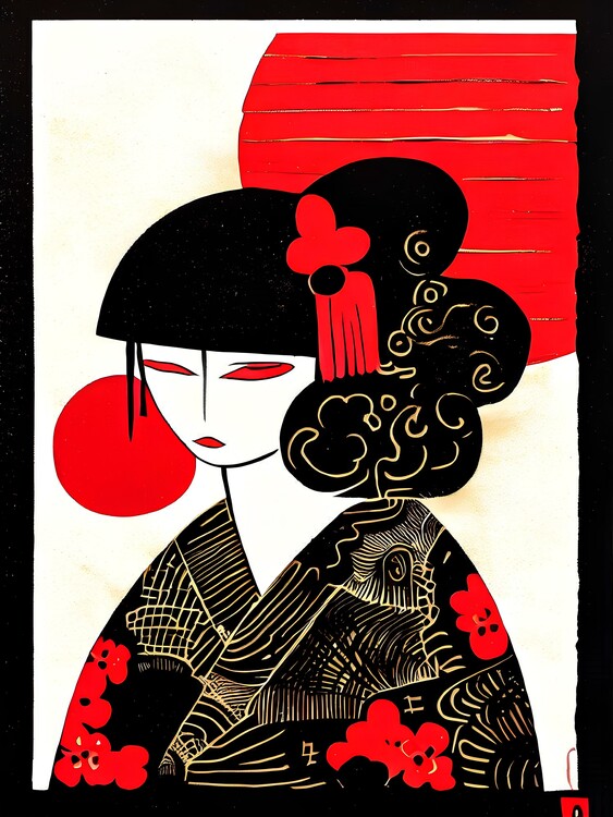Poster Minimalist japanese girl