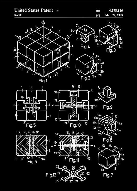 Poster Rubik's Cube Patent Print Art 1983