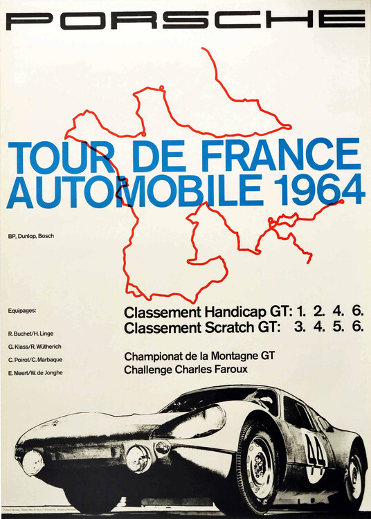 Poster Porsche 904 Tour De France Automobile 1964 GT Car Racing