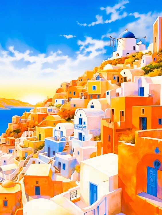 Poster Santorini - Vintage Travel Poster