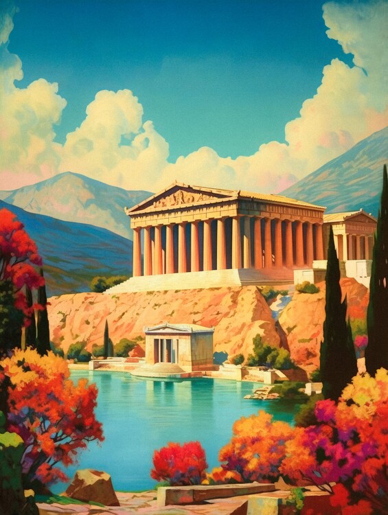Plakat Athens - Vintage Travel Poster