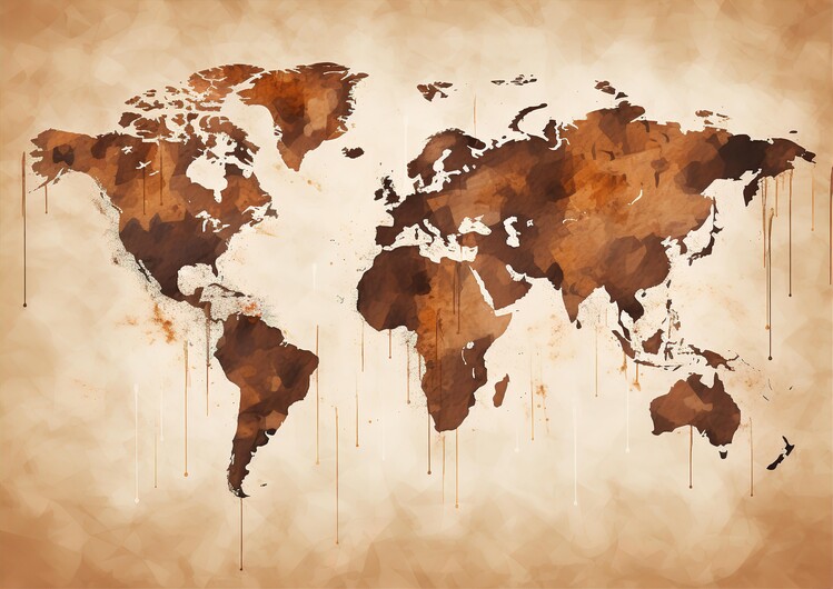 Poster World Map Vintage Retro