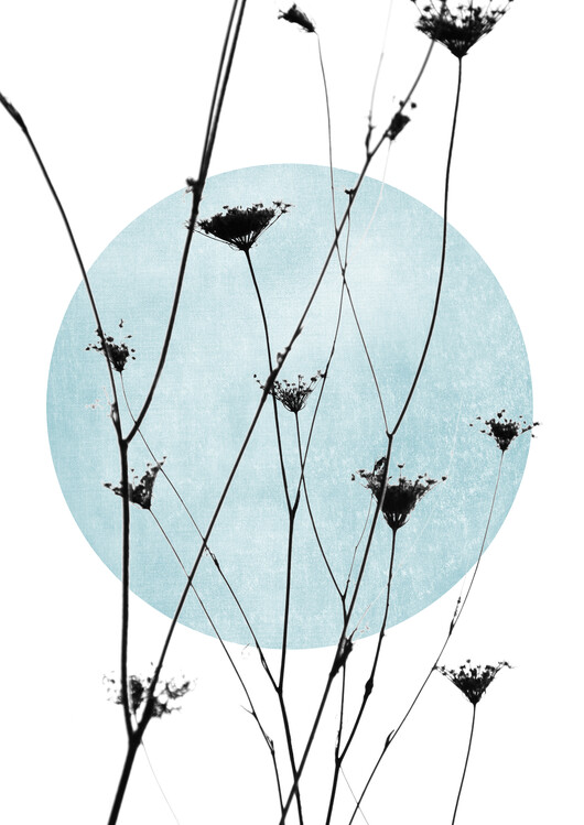 Poster Wildflowers blue vintage