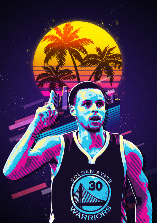 Poster stephen curry basketball retro80s
