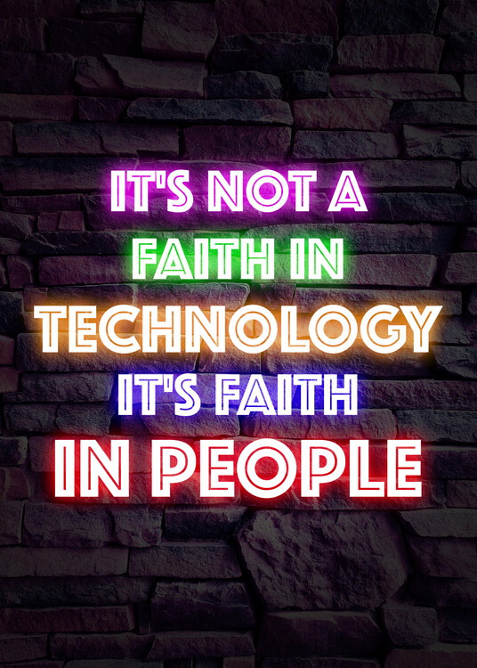 Poster Technology vs Human - Technology Neon Quote