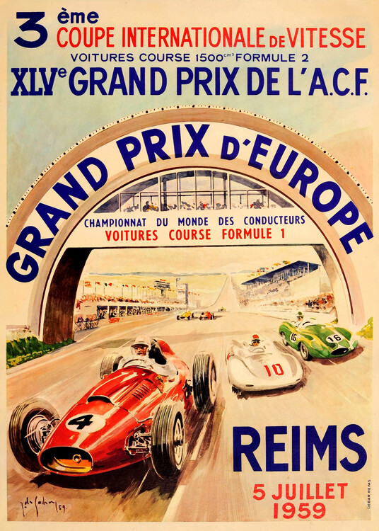 Poster Grand Prix d’Europe 1959 French Grand Prix Reims