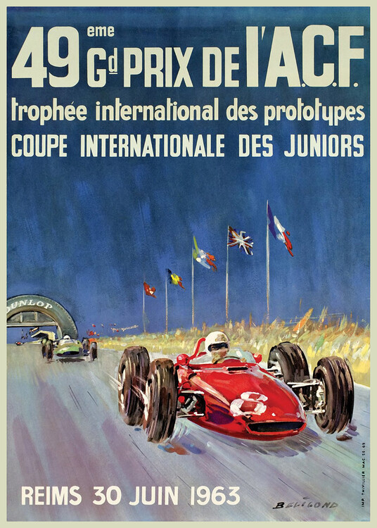 Poster 49eme Grand Prix De L’A.C.F. Reims French Grand Prix 1963