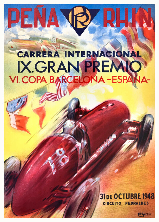 Poster Spanish Grand Prix 1948 Gran Premio de España 1948