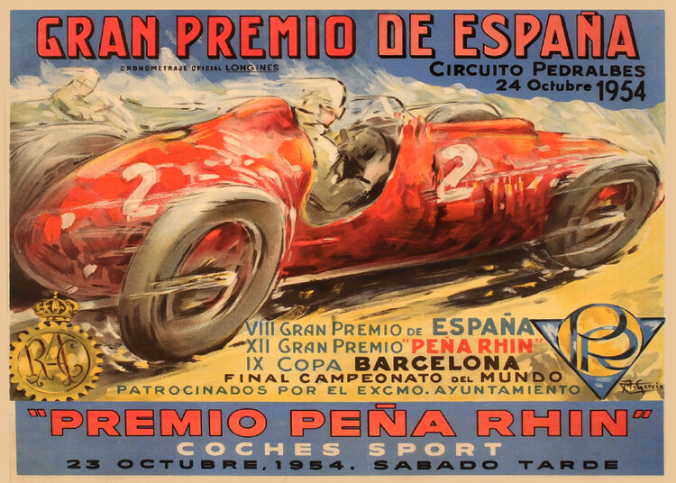 Poster Spanish Grand Prix 1954, Gran Premio de España 1954