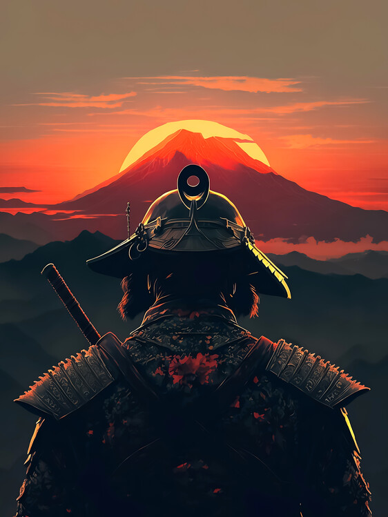 Poster Samurai watching The Sunset/ Samurai Poster
