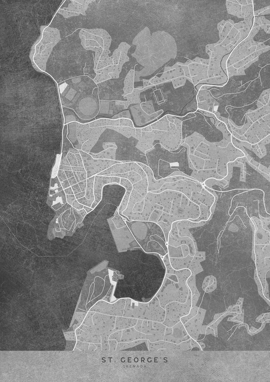 Poster Map of St George's (Grenada) in gray vintage style
